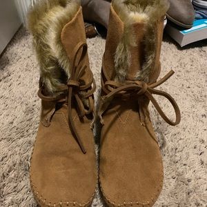 TOMS Zahara Suede Boots in Chestnut